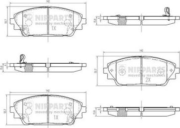 Nipparts N3603076 - Тормозные колодки, дисковые, комплект autospares.lv