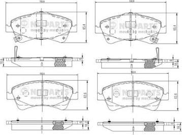 Nipparts N3602133 - Тормозные колодки, дисковые, комплект autospares.lv