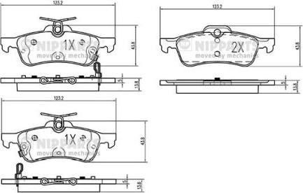 Nipparts N3614022 - Тормозные колодки, дисковые, комплект autospares.lv