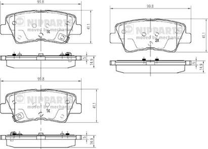 Nipparts N3610314 - Тормозные колодки, дисковые, комплект autospares.lv