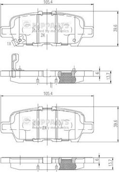 Nipparts N3611051 - Тормозные колодки, дисковые, комплект autospares.lv