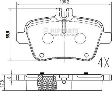 Nipparts N3611063 - Тормозные колодки, дисковые, комплект autospares.lv