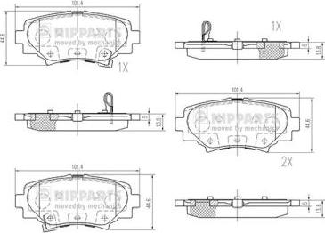 Nipparts N3613027 - Тормозные колодки, дисковые, комплект autospares.lv