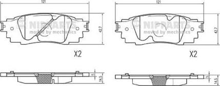 Nipparts N3612049 - Тормозные колодки, дисковые, комплект autospares.lv