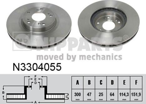 Nipparts N3304055 - Тормозной диск autospares.lv