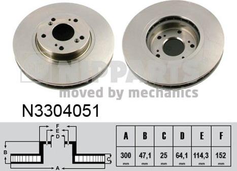 Nipparts N3304051 - Тормозной диск autospares.lv