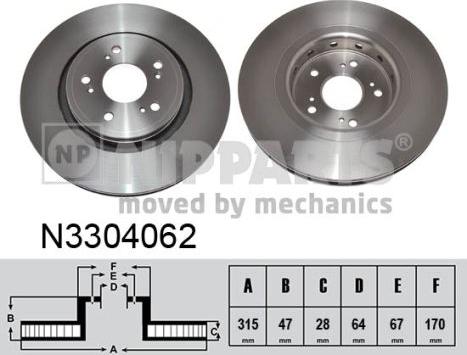 Nipparts N3304062 - Тормозной диск autospares.lv