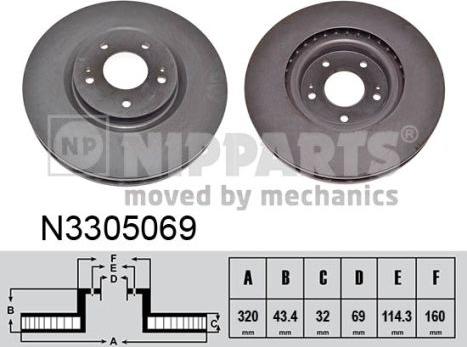 Nipparts N3305069 - Тормозной диск autospares.lv