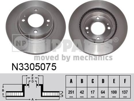 Nipparts N3305075 - Тормозной диск autospares.lv