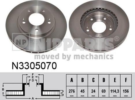 Nipparts N3305070 - Тормозной диск autospares.lv