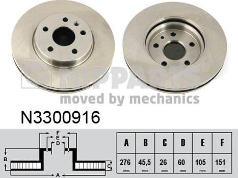 Nipparts N3300916 - Тормозной диск autospares.lv