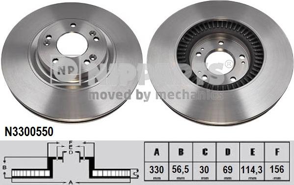 Nipparts N3300550 - Тормозной диск autospares.lv