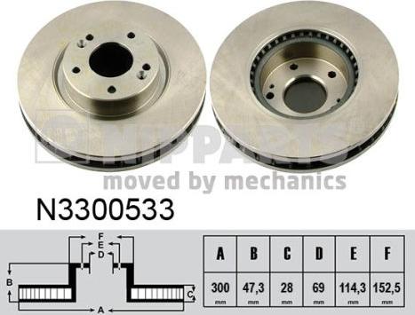 Nipparts N3300533 - Тормозной диск autospares.lv