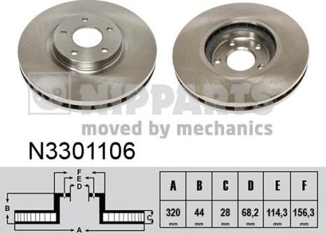 Nipparts N3301106 - Тормозной диск autospares.lv