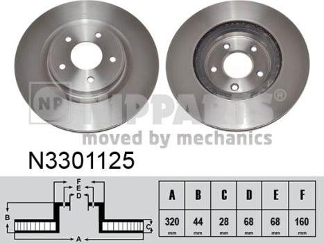 Nipparts N3301125 - Тормозной диск autospares.lv