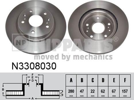 Nipparts N3308030 - Тормозной диск autospares.lv