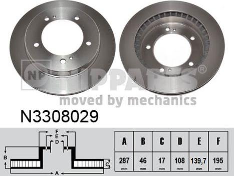 Nipparts N3308029 - Тормозной диск autospares.lv