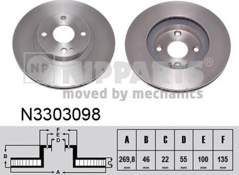 Nipparts N3303098 - Тормозной диск autospares.lv