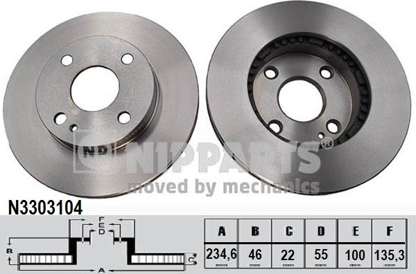 Nipparts N3303104 - Тормозной диск autospares.lv