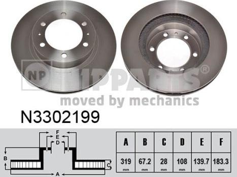 Nipparts N3302199 - Тормозной диск autospares.lv