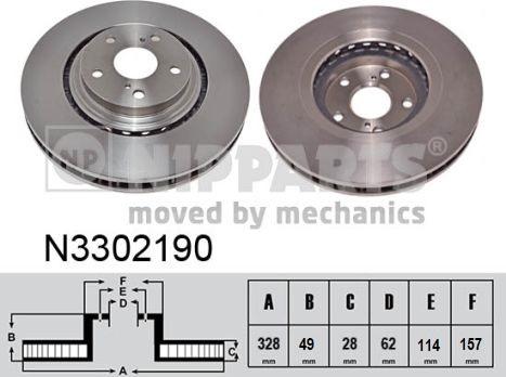 Nipparts N3302190 - Тормозной диск autospares.lv