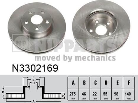 Nipparts N3302169 - Тормозной диск autospares.lv