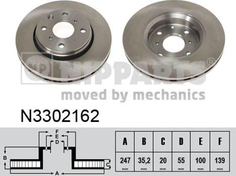 Nipparts N3302162 - Тормозной диск autospares.lv