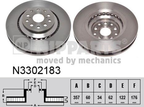 Nipparts N3302183 - Тормозной диск autospares.lv