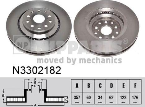 Nipparts N3302182 - Тормозной диск autospares.lv