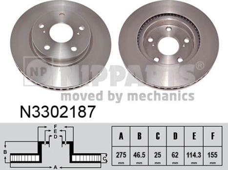 Nipparts N3302187 - Тормозной диск autospares.lv