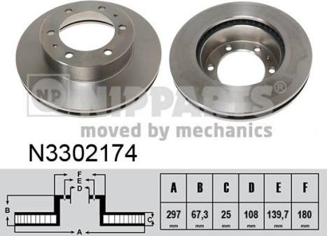 Nipparts N3302174 - Тормозной диск autospares.lv