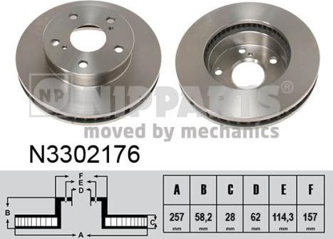 Nipparts N3302176 - Тормозной диск autospares.lv