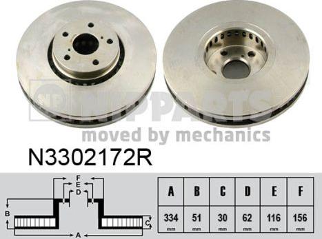 Nipparts N3302172R - Тормозной диск autospares.lv