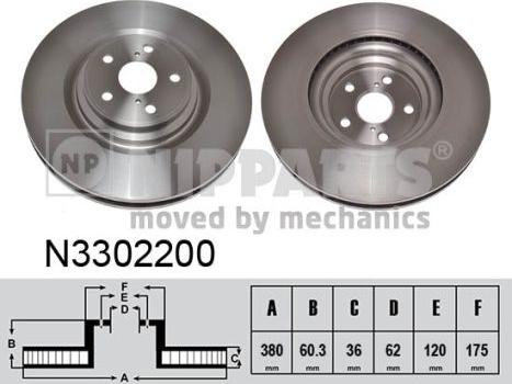 Nipparts N3302200 - Тормозной диск autospares.lv