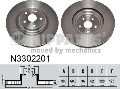 Nipparts N3302201 - Тормозной диск autospares.lv