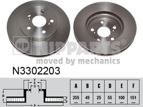 Nipparts N3302203 - Тормозной диск autospares.lv