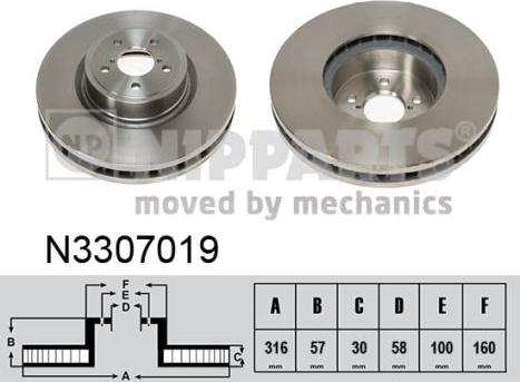 Nipparts N3307019 - Тормозной диск autospares.lv