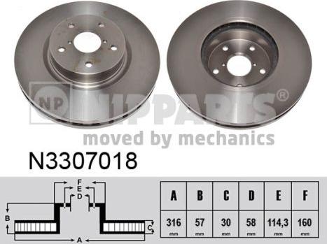 Nipparts N3307018 - Тормозной диск autospares.lv