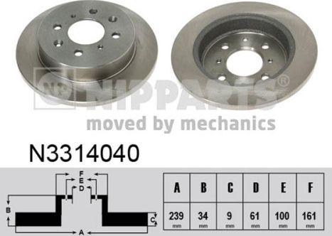 Nipparts N3314040 - Тормозной диск autospares.lv