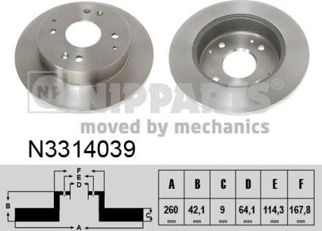 Nipparts N3314039 - Тормозной диск autospares.lv