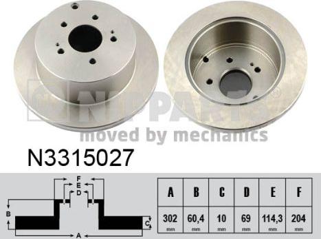 Nipparts N3315027 - Тормозной диск autospares.lv