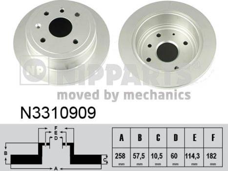 Nipparts N3310909 - Тормозной диск autospares.lv