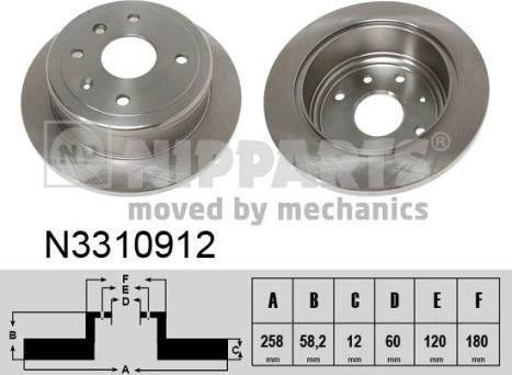 Nipparts N3310912 - Тормозной диск autospares.lv