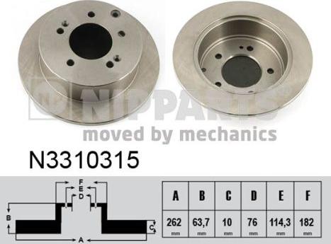 Nipparts N3310315 - Тормозной диск autospares.lv