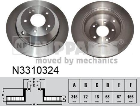 Nipparts N3310324 - Тормозной диск autospares.lv