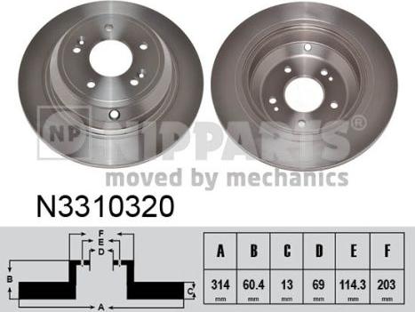 Nipparts N3310320 - Тормозной диск autospares.lv