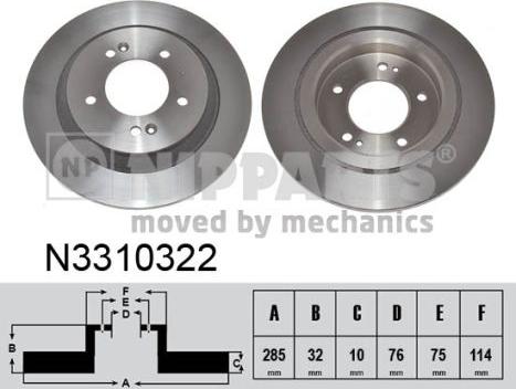 Nipparts N3310322 - Тормозной диск autospares.lv