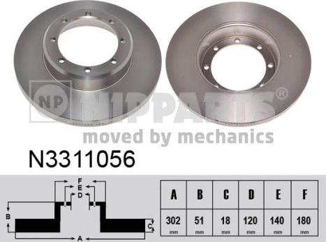 Nipparts N3311056 - Тормозной диск autospares.lv