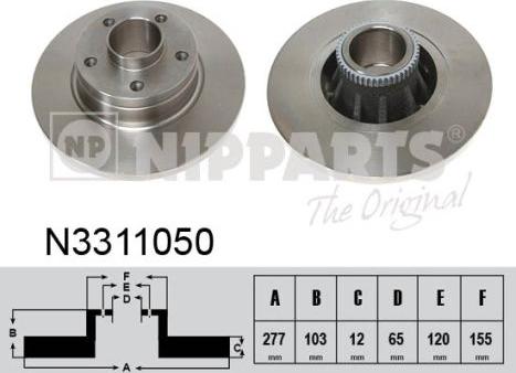 Nipparts N3311050 - Тормозной диск autospares.lv