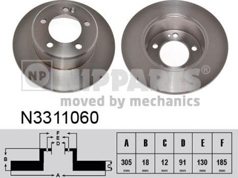 Nipparts N3311060 - Тормозной диск autospares.lv